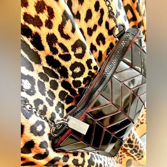 Emilio Pepe Italy Geometric Crossbody To Wristlet To Clutch - In One - Picture 2 of 5